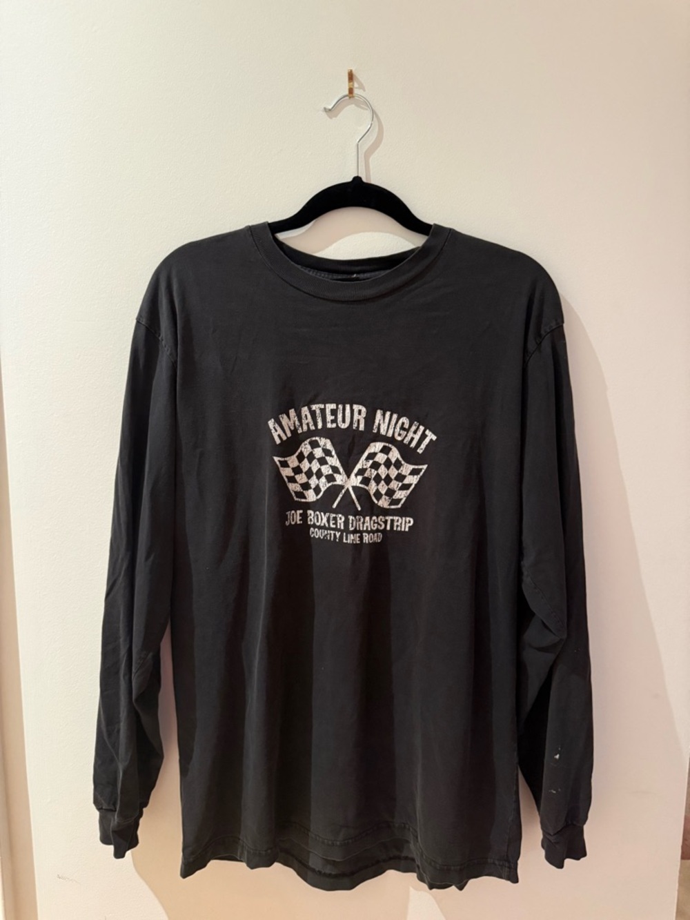 VINTAGE Joe Boxer Black Long-Sleeve Tee with Racing Graphic